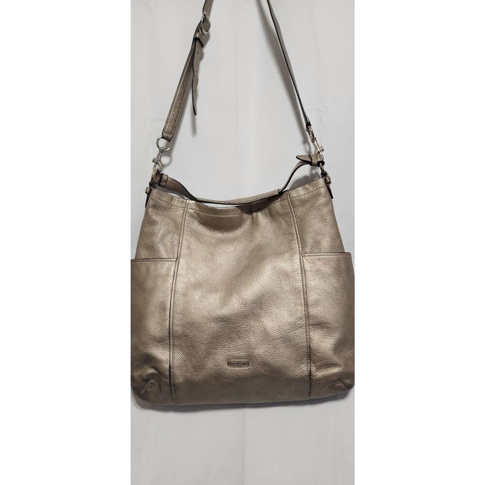 Coach Park Metalic W/Pebbled Leather Crossbody Hobo Bag Handbag Purse F31323 - Picture 1 of 11